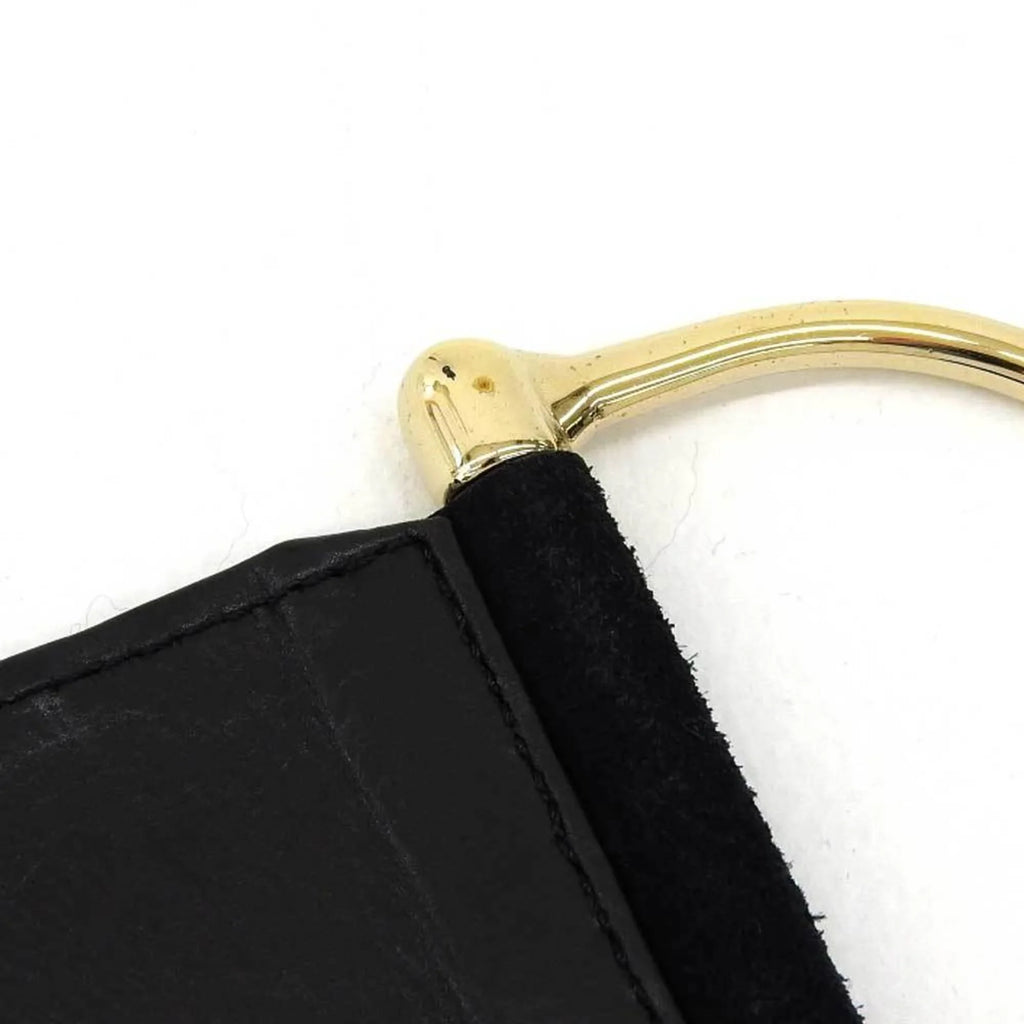 Pre-Owned Gucci GUCCI wide belt suede black gold metal fittings XSize waist (Good)