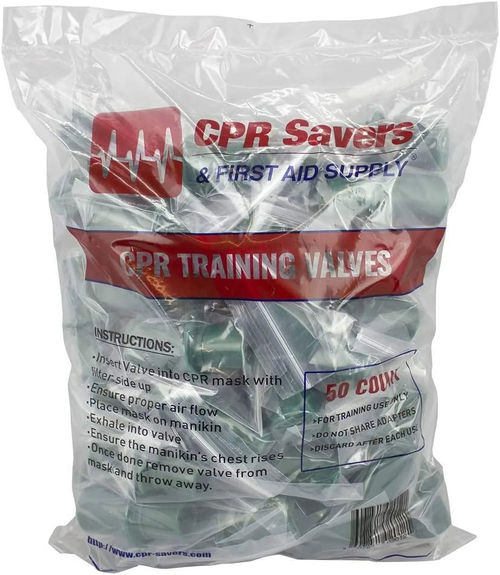 CPR Sizeavers and First Aid Sizeupply One-Way Disposable Training Valves for Micromask CPR Training Pack of 50 (1)