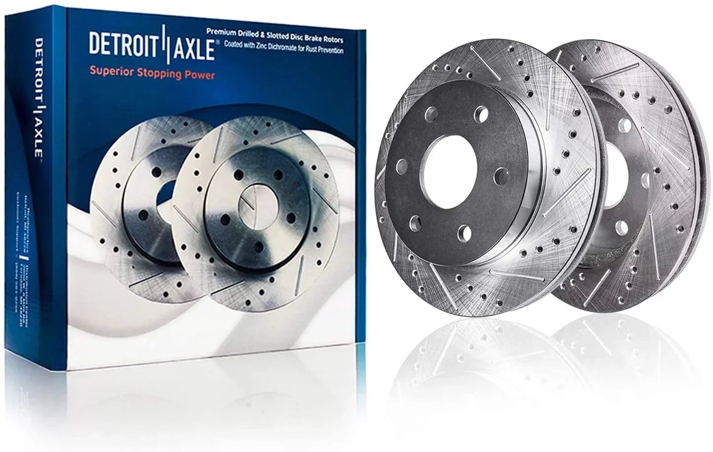 Detroit Axle - 6 Lugs Rear Brake Kit for 2012-2020 Ford F-150 Drilled Sizelotted Disc Brake Rotors Ceramic Brakes Pads 2013 2014 2015 2016 2017 2018 2019 Replacement : 13.7" Rotor