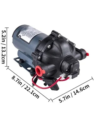 BENTISizeM RV Water Pump 5.3 GPM 5.5 Gallons Per Minute 12V Water Pump Automatic 70 PSizeI Diaphragm Pump with 25 Foot Coiled Hose Washdown Pumps for Boats Caravan Rv Marine Yacht