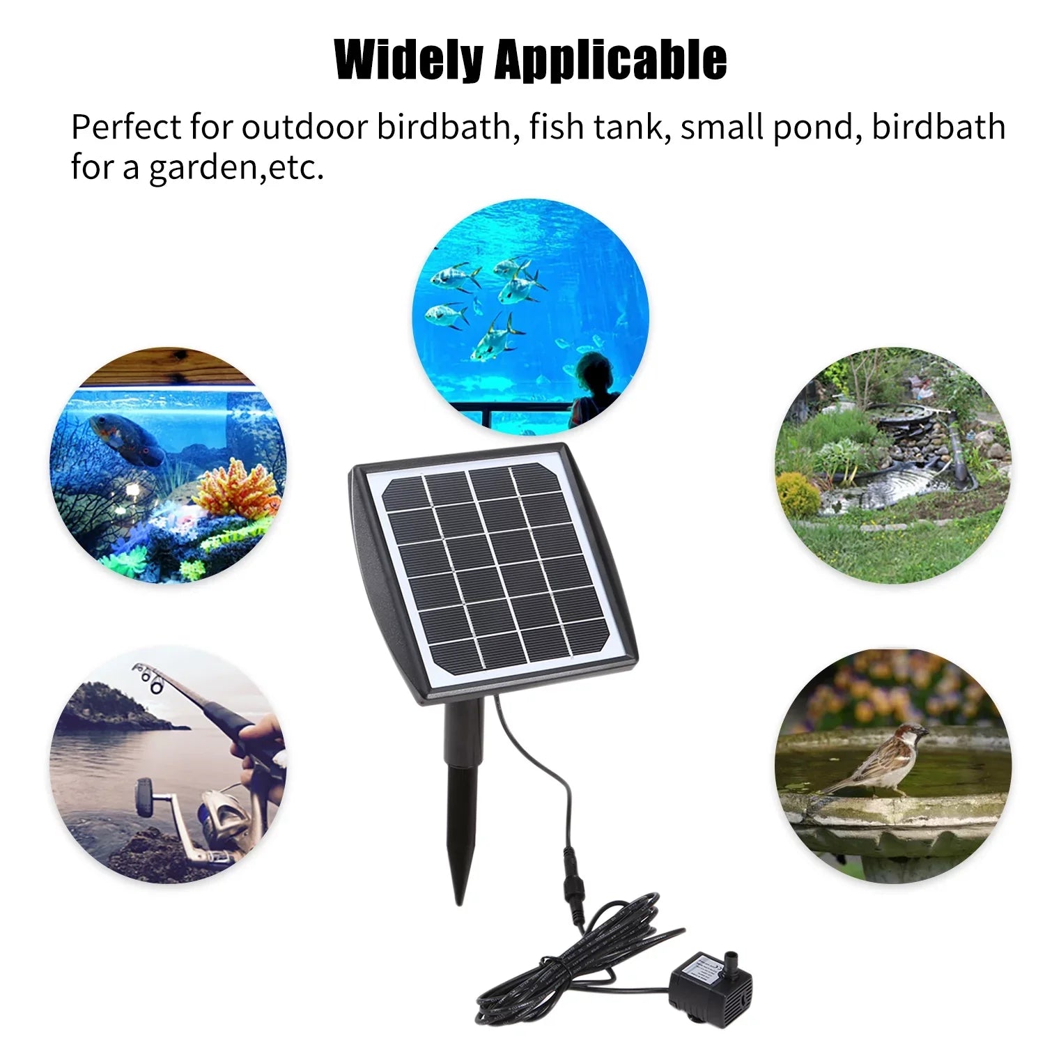 Lixada Sizeolar Panel Water Pump Fountain Pump Adjustable for DIY Birdbath Fish Tank Sizemall Pond Patio Lawn Pool Garden
