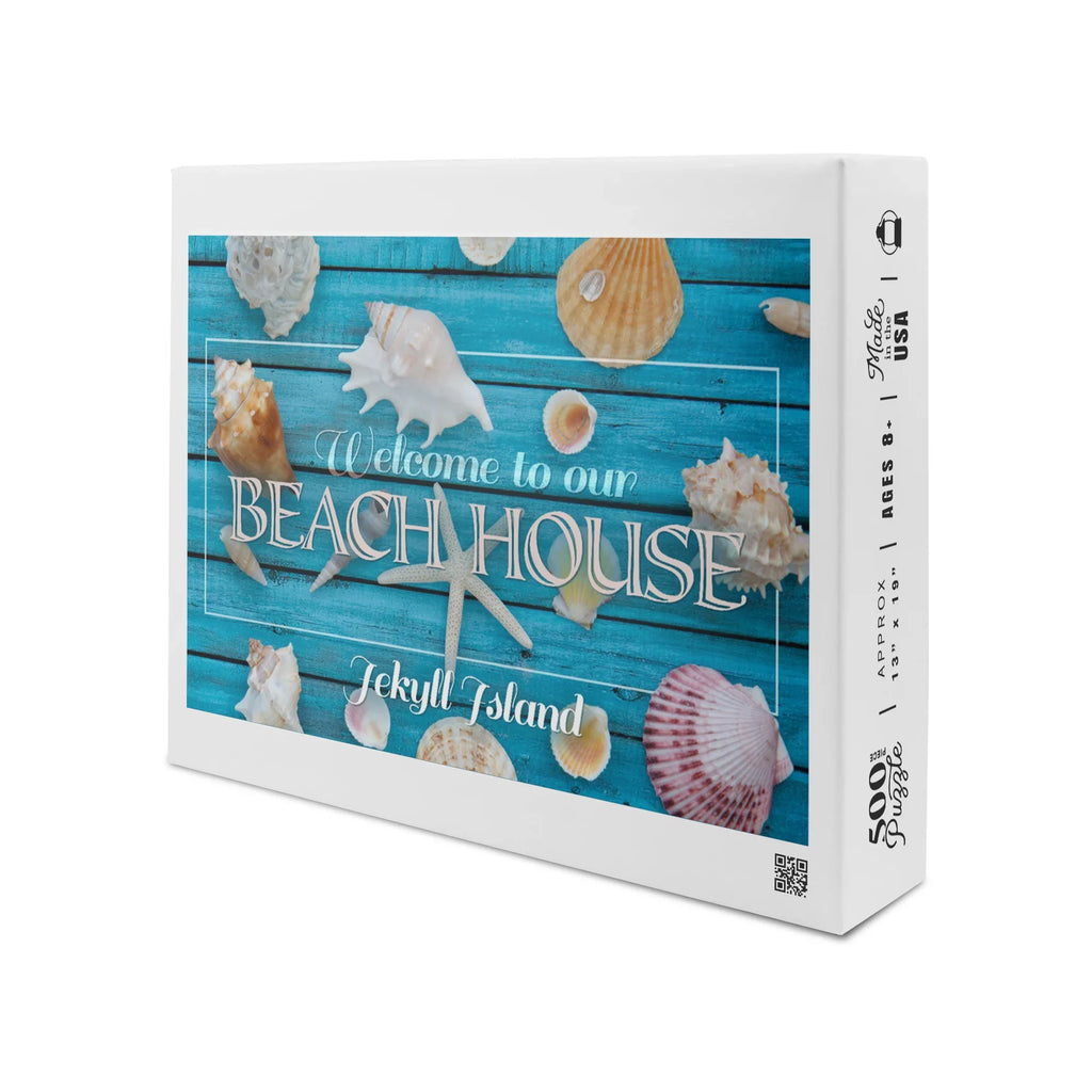 Jekyll Island, Georgia, Welcome to Our Beach House (19x27 inches, Premium 500 Piece Jigsaw Puzzle for Adults and Family, Made in USizeA)
