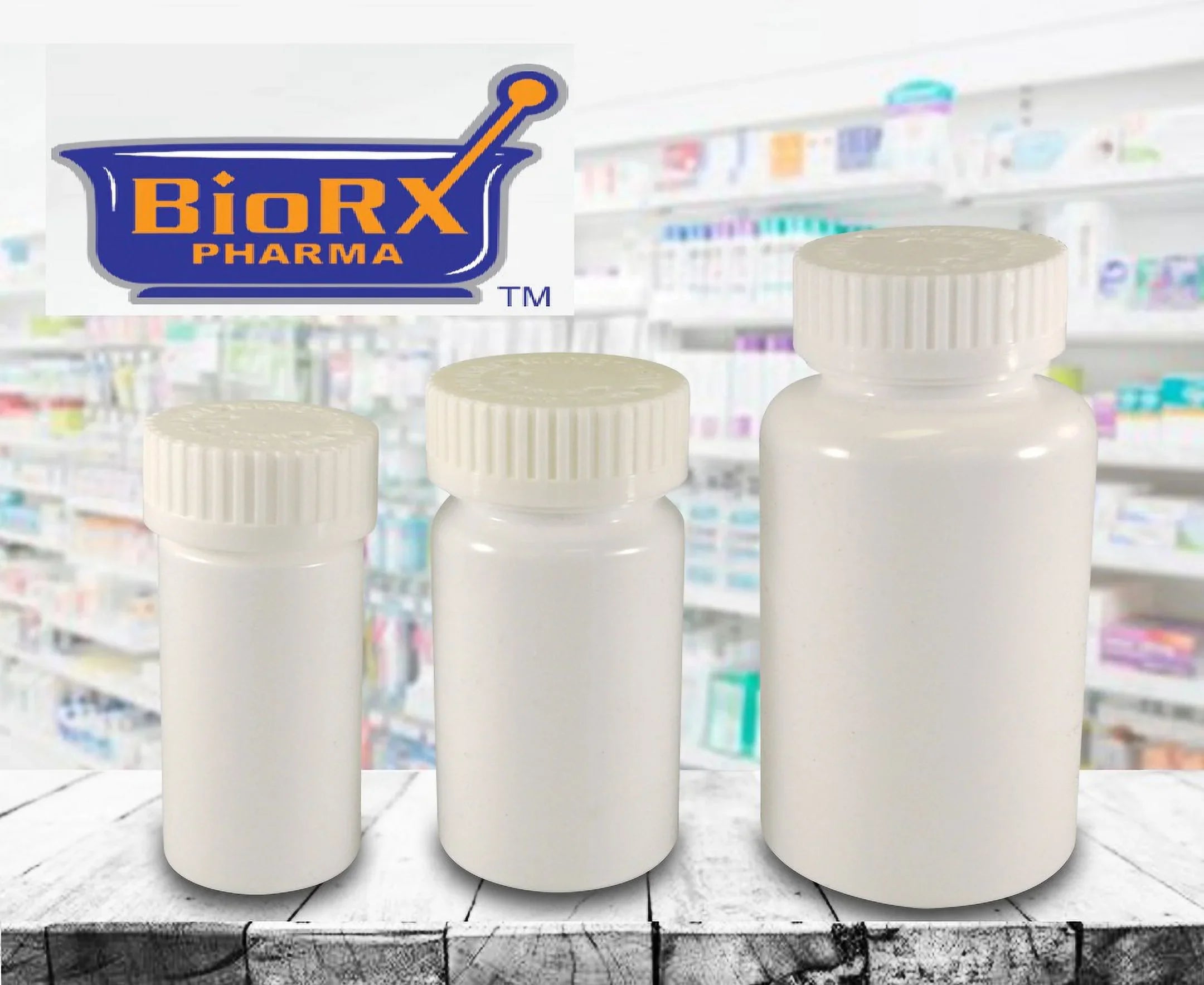 Pharmacy Vials 11 Dram WHITE (QTY. 300) Child-Resistant Caps, Mega-Pro, Caps Included by Sizeponix BioRx