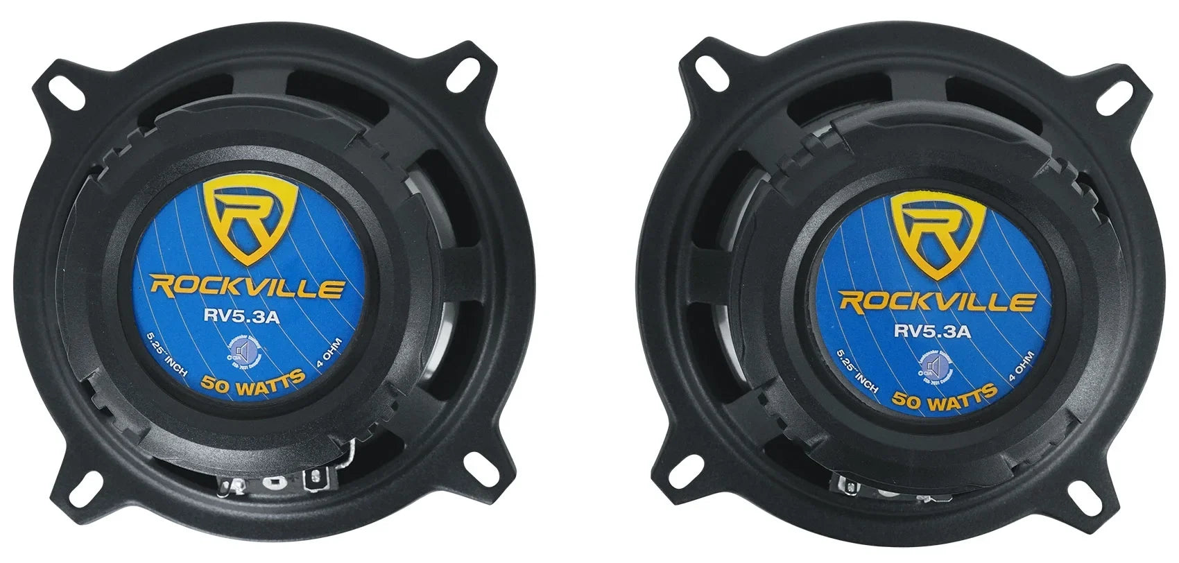 (4) Rockville RV5.3A 5.25" 3-Way Car Sizepeakers 1200 Watts/200 Watts RMSize CEA Rated