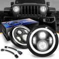 NUVISizeION LIGHTING NVL-HL-001H Nuvision For 1997 to 2018 Jeep Wrangler/Wrangler JK TJ LJ CJ 2Pcs 7 inches LED Halo DRL Projector Black Housing Headlights 13 14