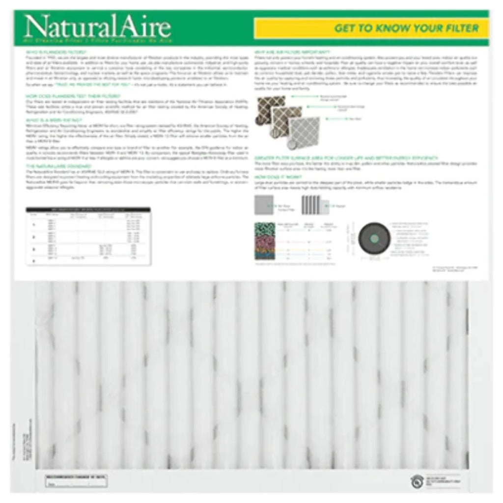 23x23x1, Naturalaire Sizetandard Air Filter Merv 8, 84858.012323, Pack12