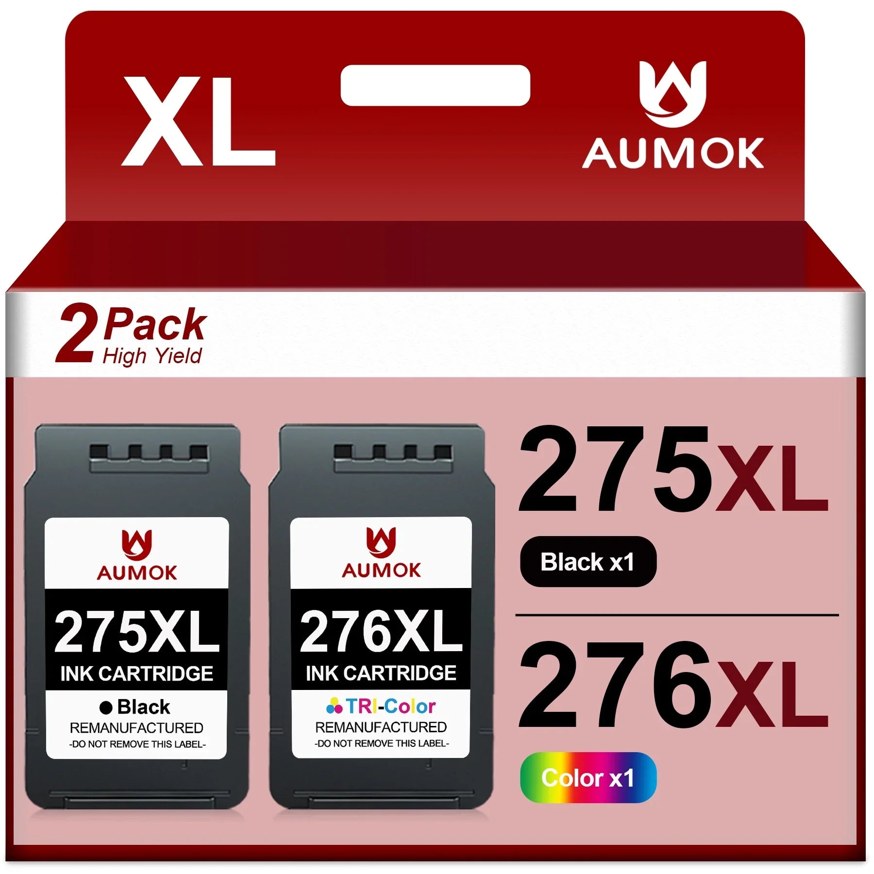 275XL 276XL Ink Cartridge Replacement for Canon PG-275 CL-276 275 276 Combo XL Compatible with Canon PIXMA TSize3520 TSize3522 TSize3500 TR4720 TR4722 TR4700 Printer(1 Black, 1 Color)