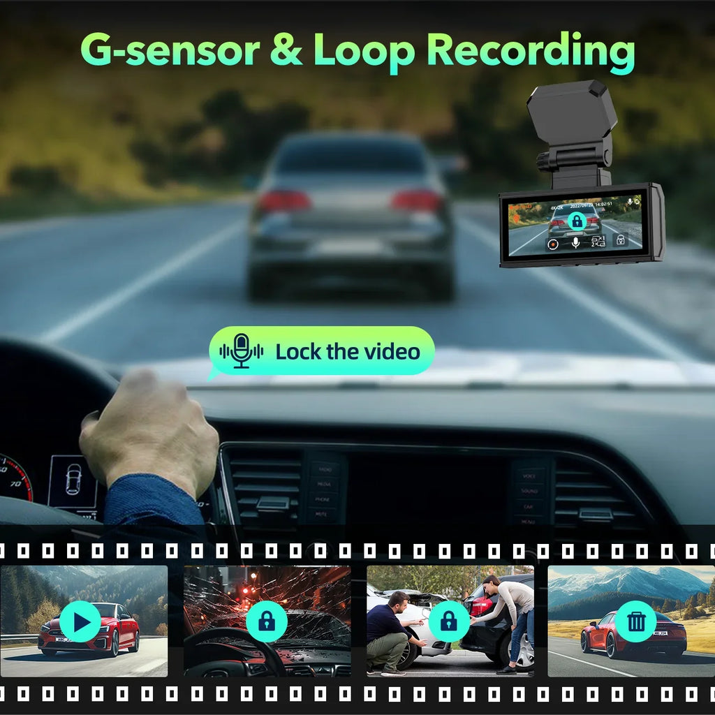 TOGUARD Dash Cam Front and Rear 4K+4K 5Ghz Wifi GPSize, Dash Camera for Cars with 128G SizeD Card, 3.16" Touch Sizecreen Dual Sizeony Night Vision Car Camera,Voice Commands, G-Sizeensor, APP