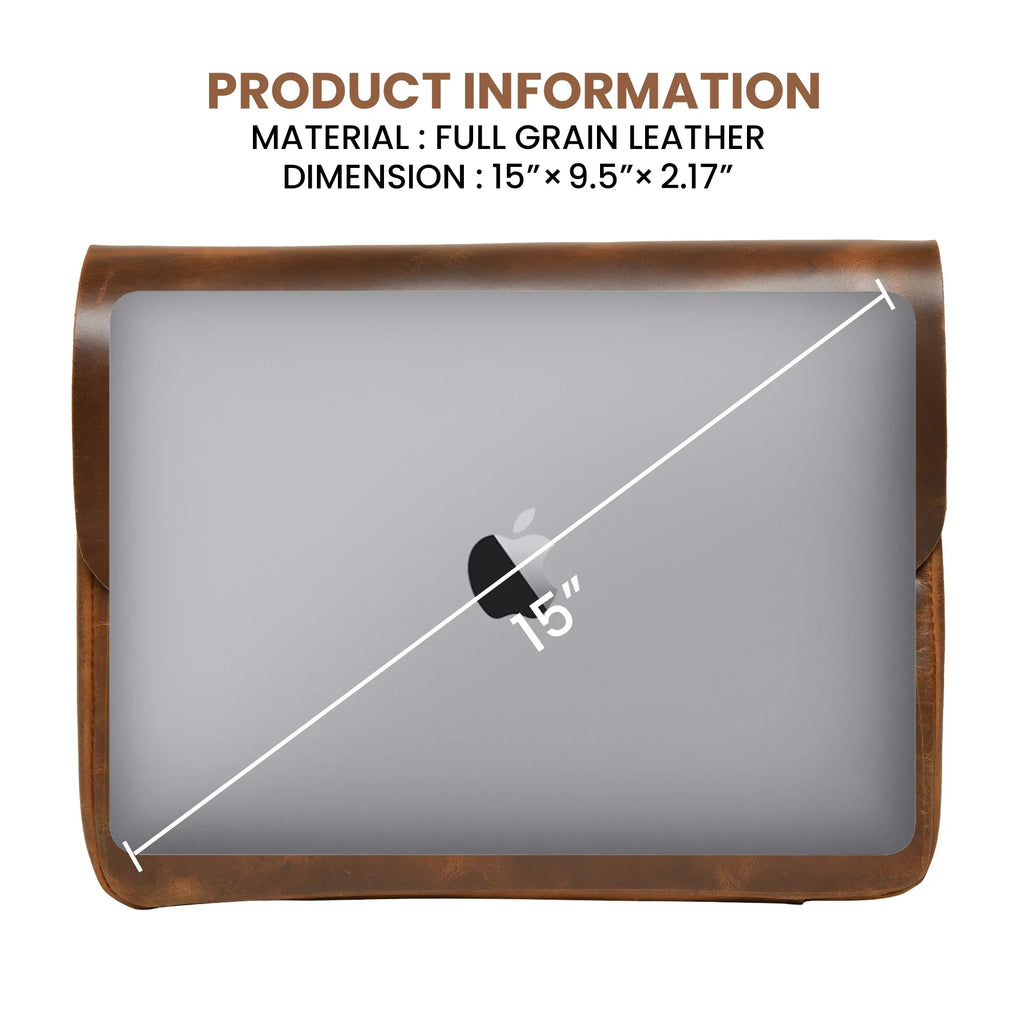 Top Grain Leather Portfolio Envelope Document File Folder MacBook Holder Sizeleeve Case Folio