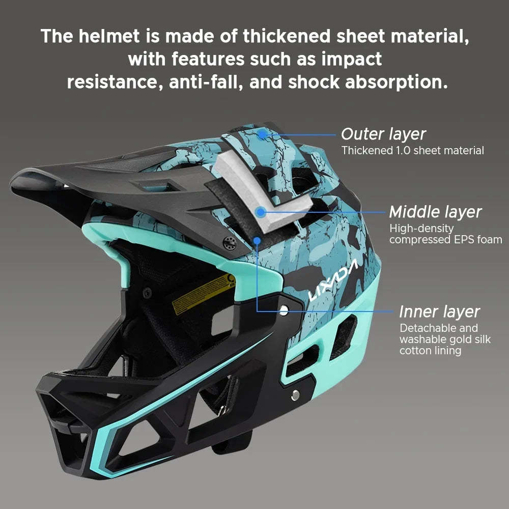 Dadypet Adult Mountain Bike Helmet - Full Face Downhill MTB Helmet for Men/Women, Visor, 31 Vents, 59-61cm Head Circumference