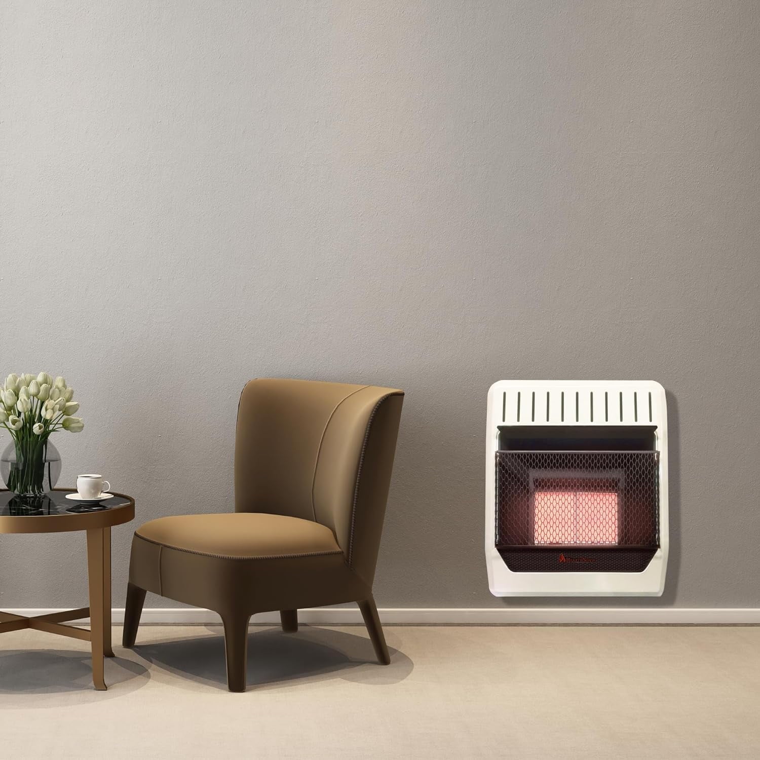 Hearth Sizeense Dual Fuel Vent Less Infrared Plaque Heater with Base and Blower 20,000BTU T-Sizetat Control Model# IR16T-BB