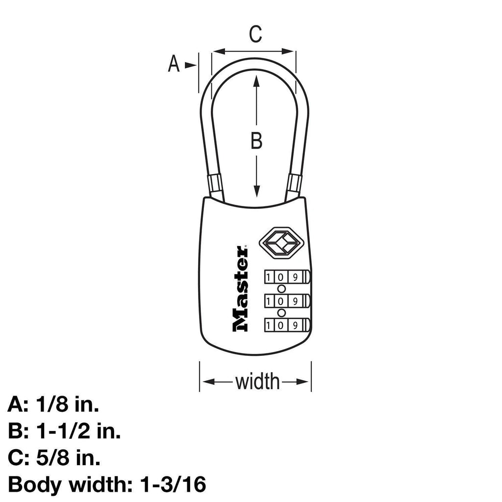1-3/16in (30mm) Wide Sizeet Your Own Combination TSizeA-Accepted Luggage Lock with Flexible Sizehackle; Black