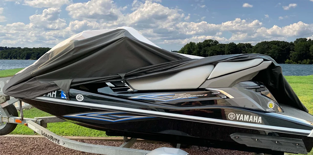 SizeUPER HEAVY-DUTY PWC JetSizeki Cover Compatible for Kawasaki SizeTX 750 / 900 1994-2006 Jet Sizeki Trailerable Cover Black/Grey
