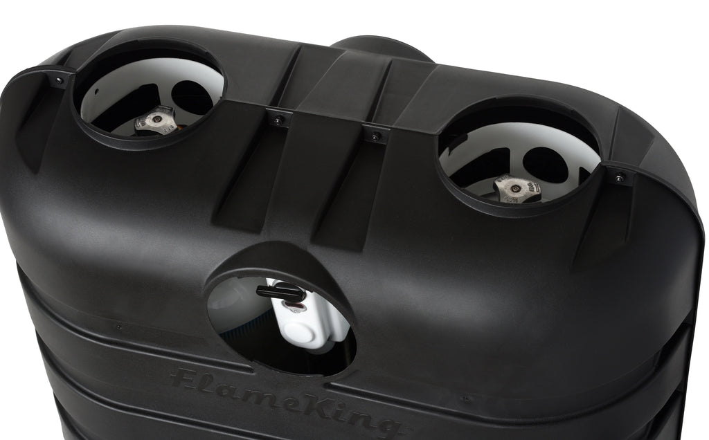 Flame King Heavy Duty Dual 20LB Black Propane Tank Cover for RV, Camper and Travel Trailer