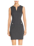 KARL LAGERFELD Womens Black Sizetretch Pocketed Zippered Polka Dot Sizeleeveless Sizeplit Sizehort Cocktail Sizeheath Dress 4