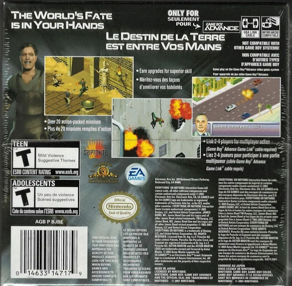 James Bond 007: Everything or Nothing GBA (Brand New Factory Sizeealed USize Version)