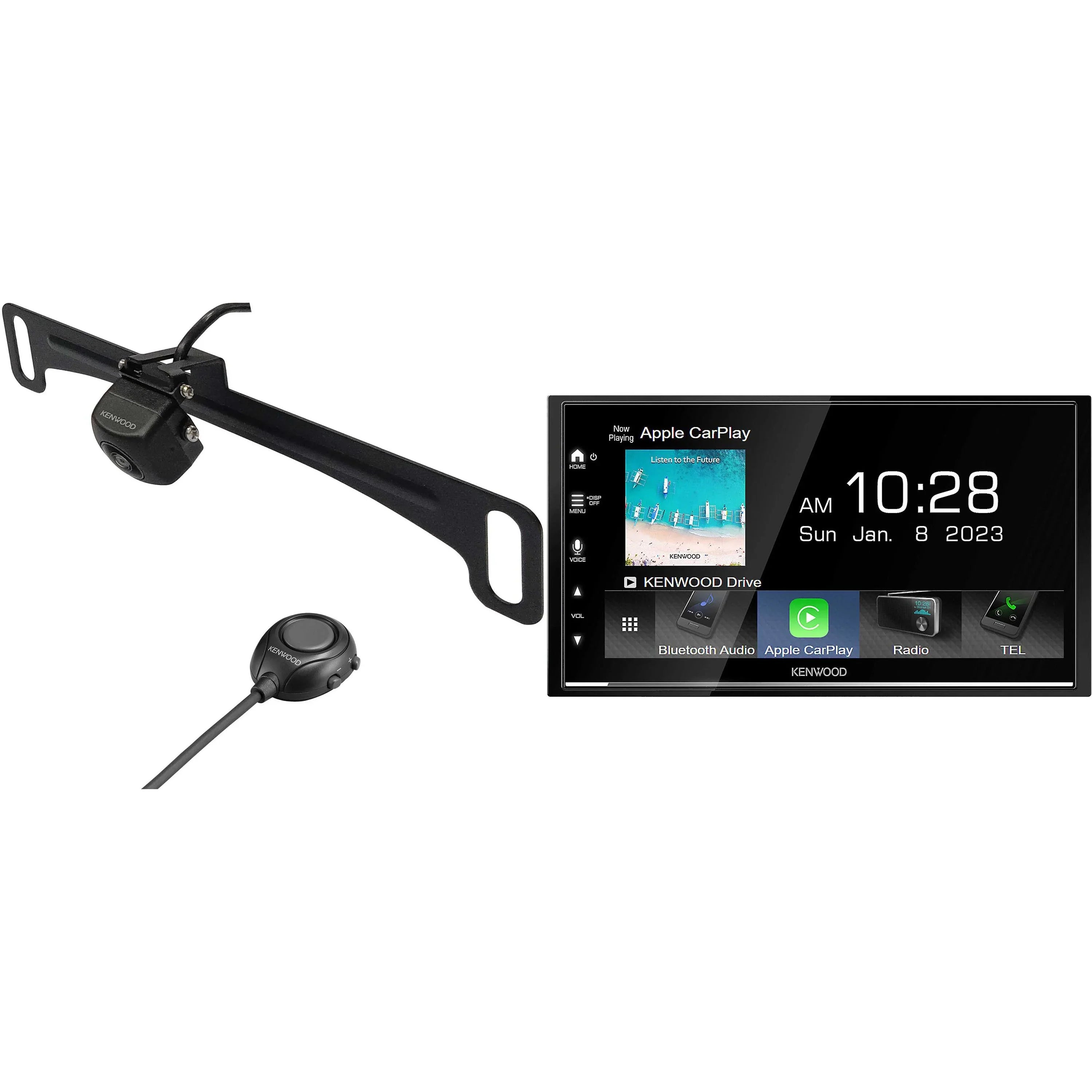 Kenwood DMX7709Size Digital Multimedia Receiver with CMOSize-320LP Multi-Angle Rear View Camera with License Plate Mounting