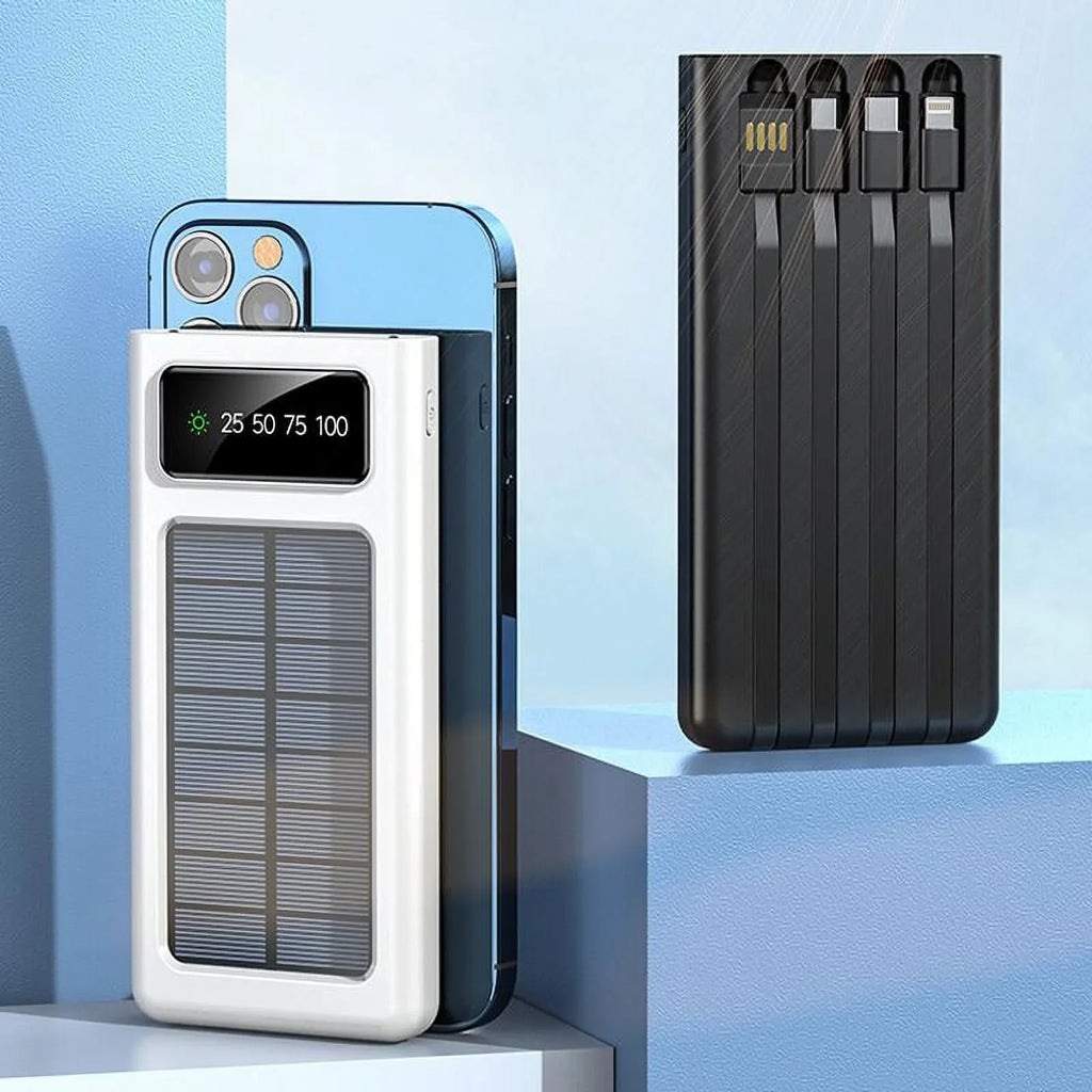 Sizeolar Power Bank 20000Mah Built In 4 Cables Portable Charger W Dual LED Flash