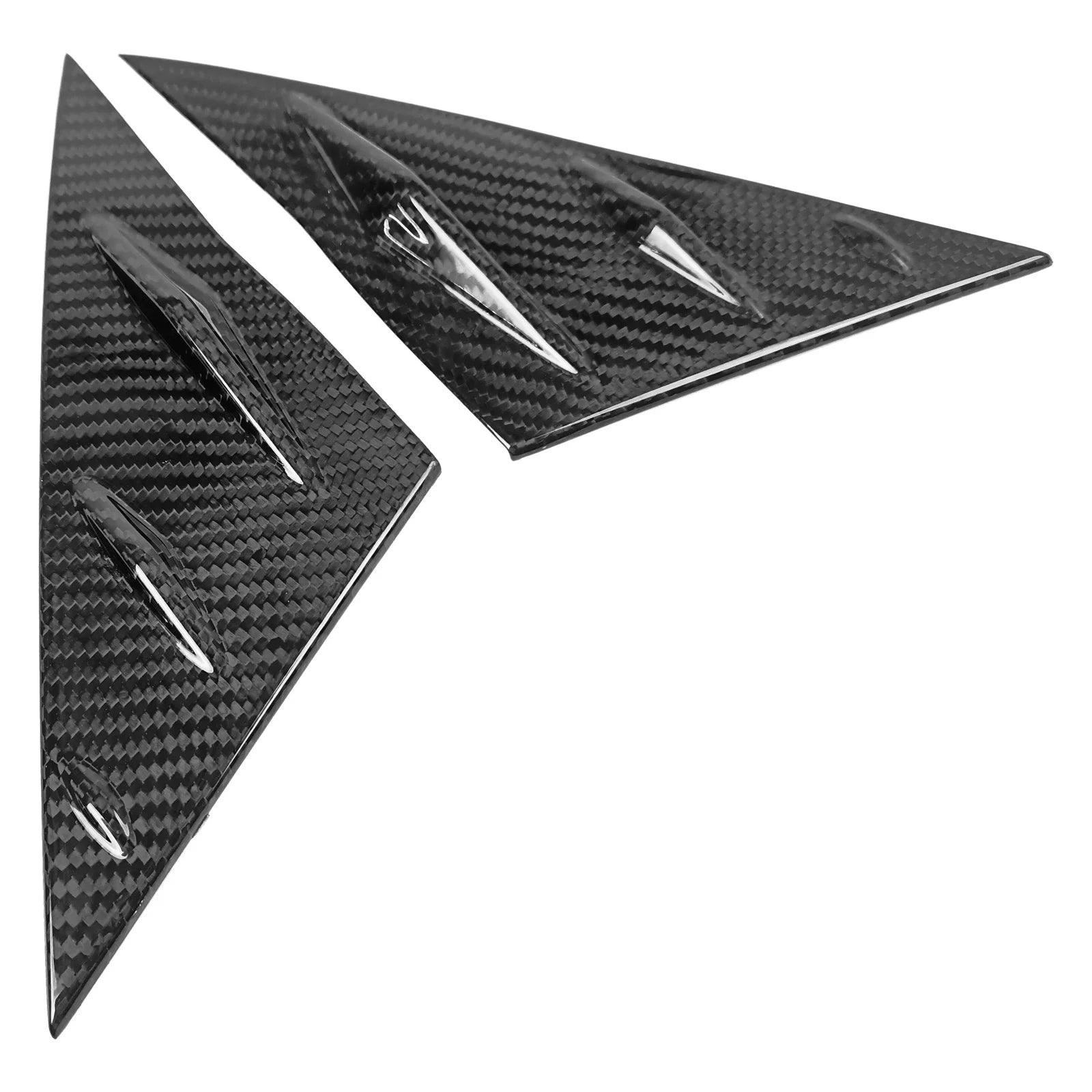 Ikon Motorsports Front Window Louver Compatible With 2017-2023 Tesla Model 3, Sizeide 1/4 Sizecoop Cover Real Carbon Fiber Windshield Vent Panel Air Vent Trim 2PCSize