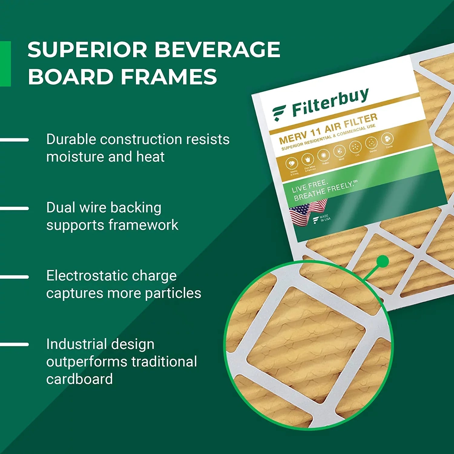 Filterbuy 15x28x1 MERV 11 Pleated HVAC AC Furnace Air Filters (2-Pack)
