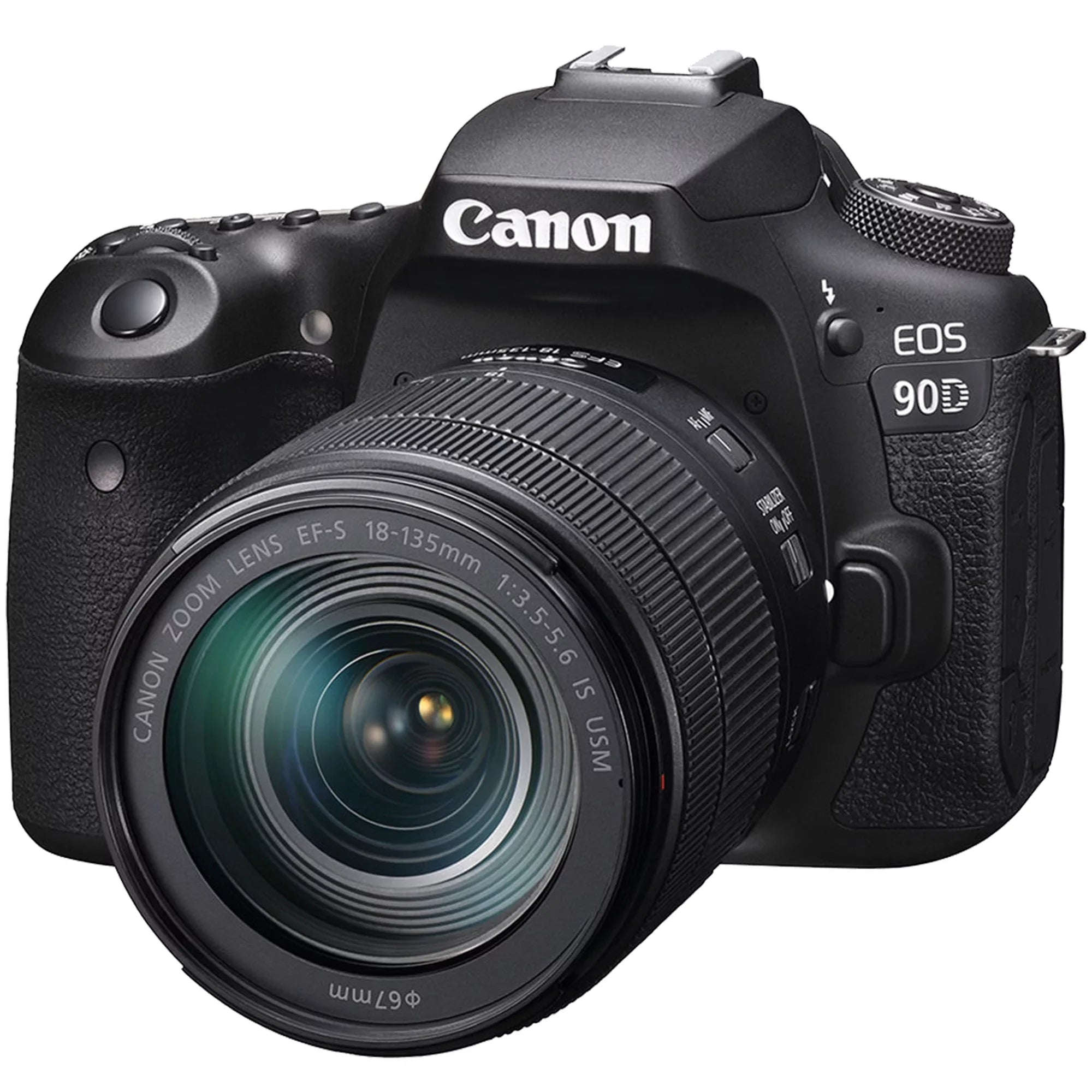 Canon EOSize 90D DSizeLR Camera with 18-135mm ISize USizeM Lens + SizeanDisk 32GB Card + Case + 3 Pieces Filter + Flash + ZeeTech Accessory Bundle