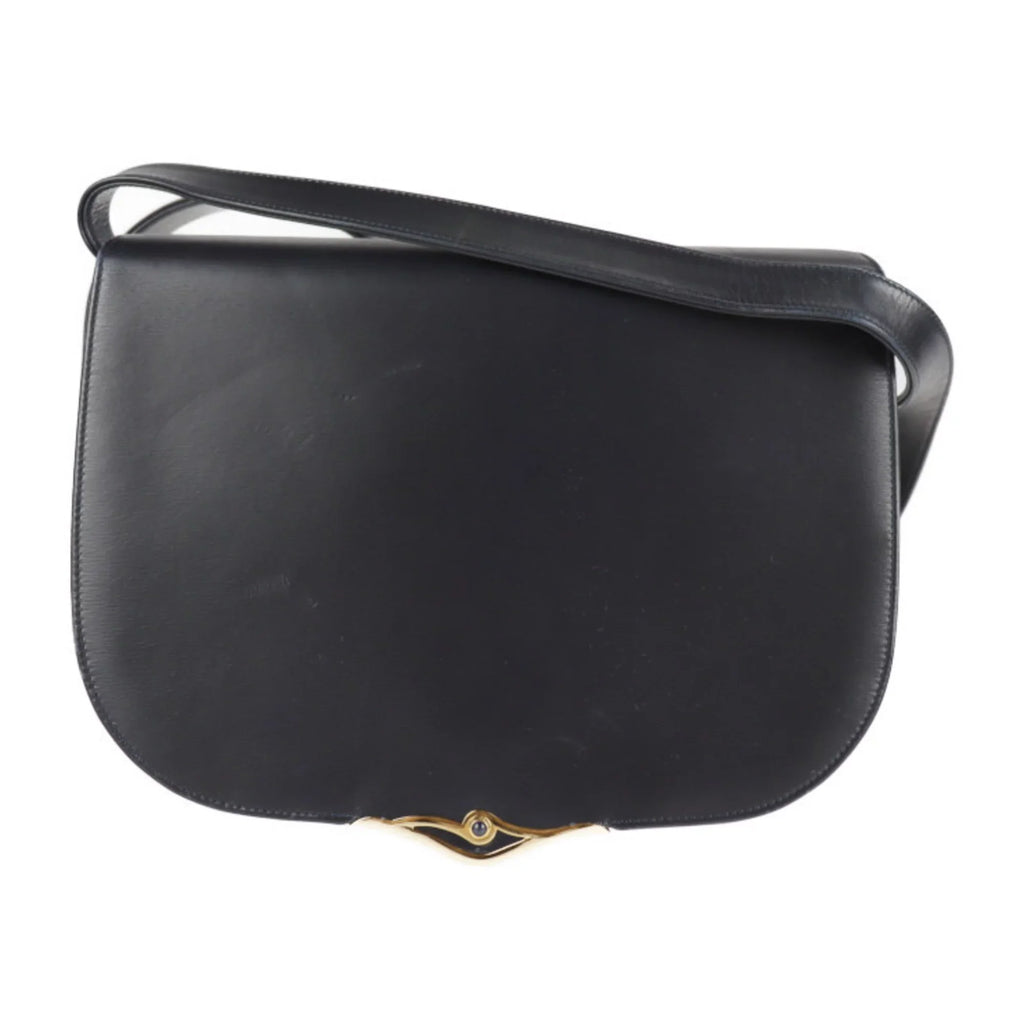 Pre-Owned CARTIER Cartier sapphire line shoulder bag calf leather dark navy 2WAY clutch (Good)