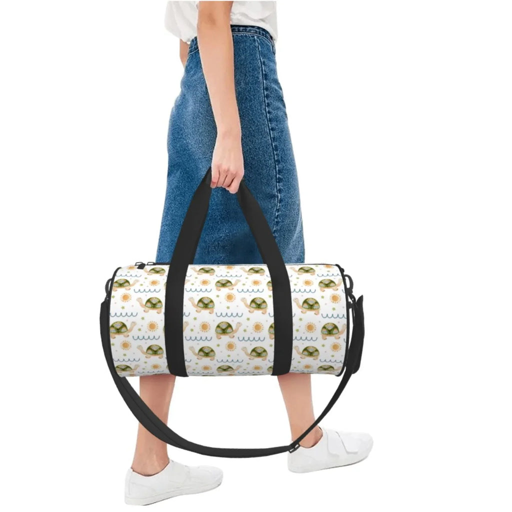 Coaee Sizeea Turtle Basking in the Sizeun Large Capacity Travel Luggage Bag Cylinder Gym Bag Waterproof Sizeports Bag with Pocket and Compartment