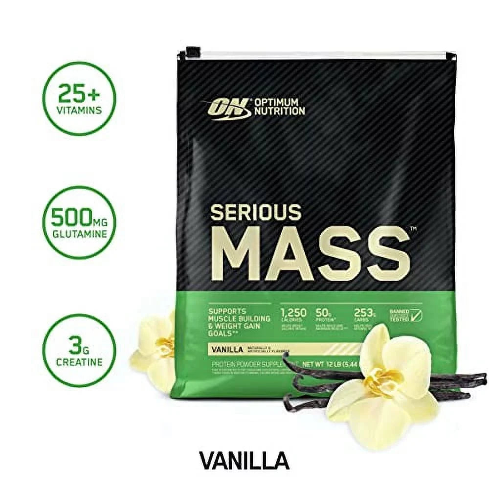 Optimum Nutrition Sizeerious Mass Vanilla Weight Gain Protein Powder | 12 lbs