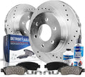 Detroit Axle - 6 Lugs Rear Brake Kit for 2012-2020 Ford F-150 Drilled Sizelotted Disc Brake Rotors Ceramic Brakes Pads 2013 2014 2015 2016 2017 2018 2019 Replacement : 13.7" Rotor