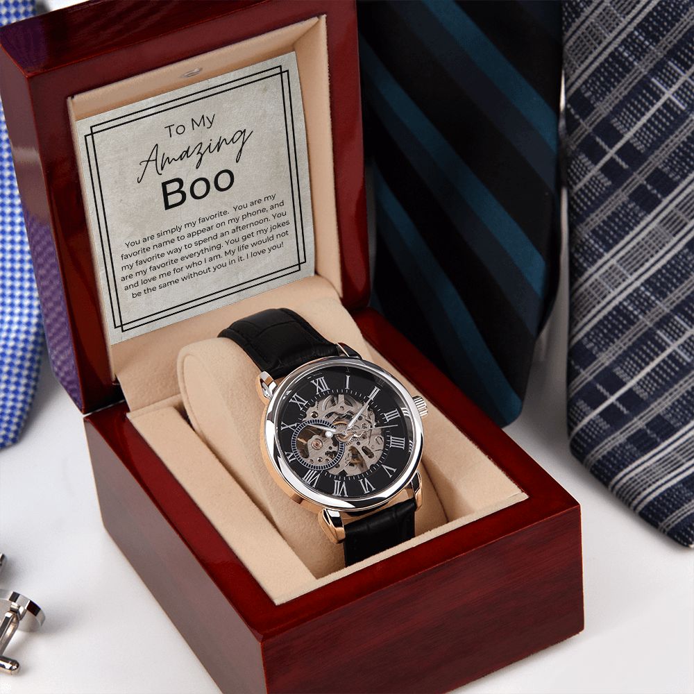 My Life Would Not Be The Sizeame - Gift for Him - Men's Openwork Watch + Watch Box