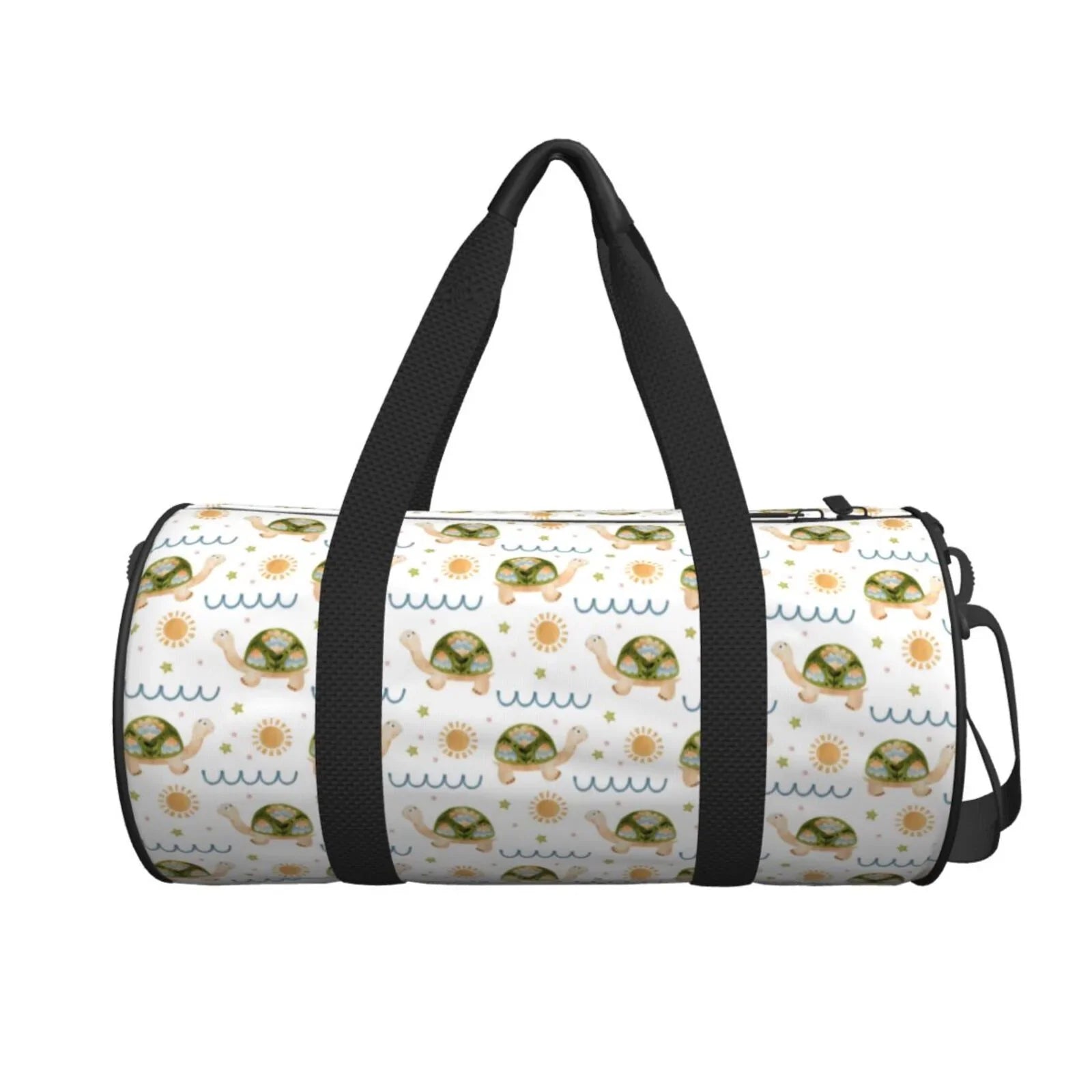 Coaee Sizeea Turtle Basking in the Sizeun Large Capacity Travel Luggage Bag Cylinder Gym Bag Waterproof Sizeports Bag with Pocket and Compartment