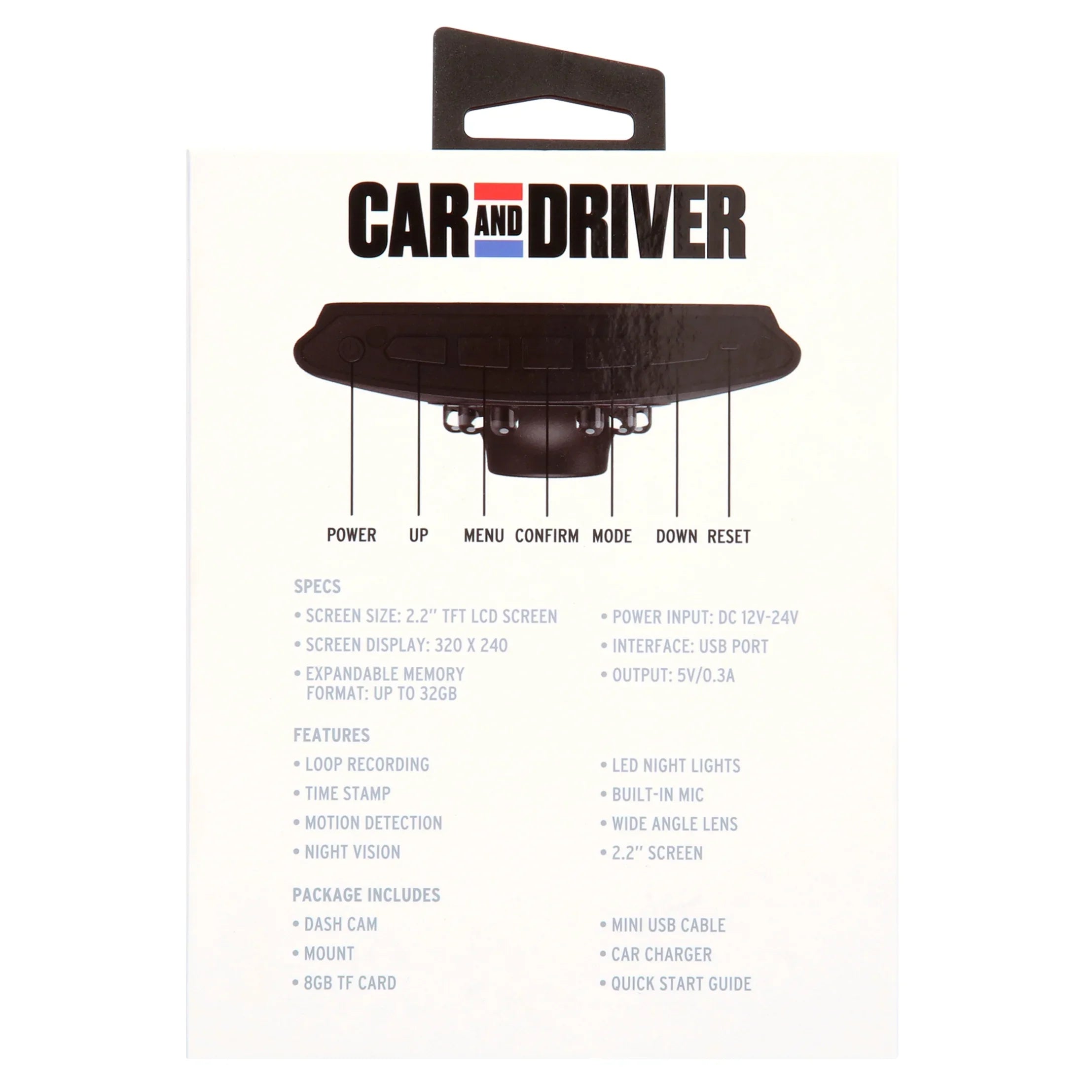 Car and Driver - 1080P HD Dash Cam with Wide Angle Lens - Lightweight 0.5 lbs