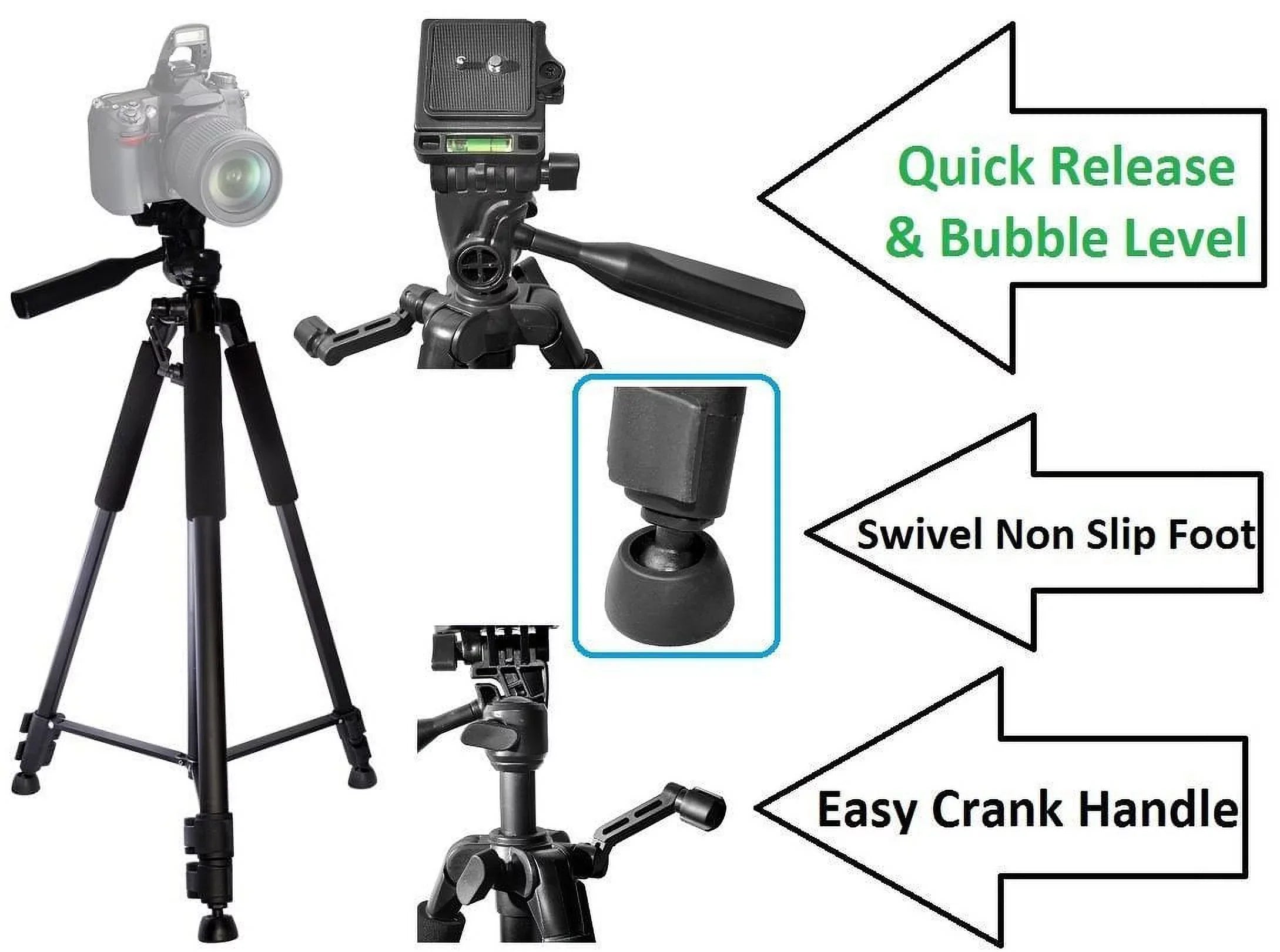 NEW 60" PRO DUTY TRIPOD WITH CASizeE For Olympus TG-5 E-PL9 E-M10 lll E-PL8