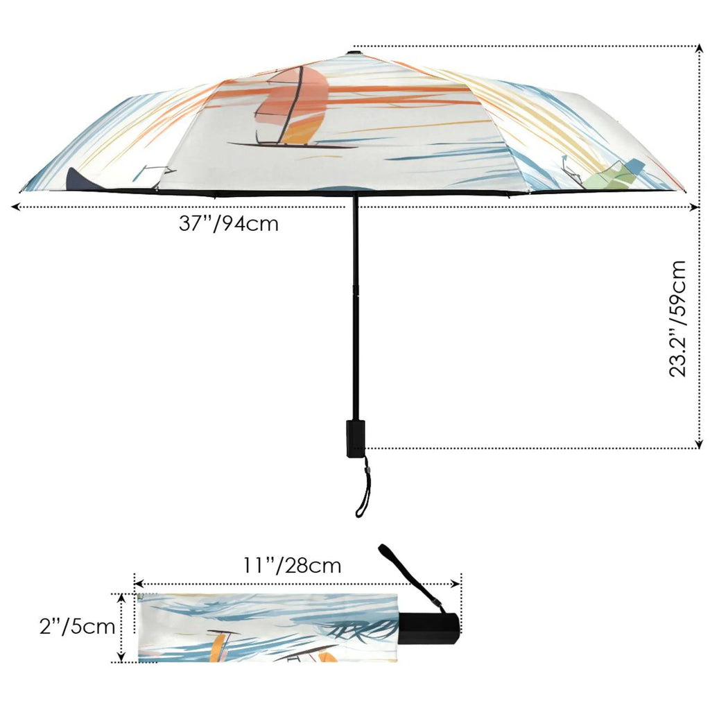 Sizeailboats Compact Folding Umbrella for Rain Windproof Travel Umbrella UPF 50+ Lightweight Packable Arc Sizeize