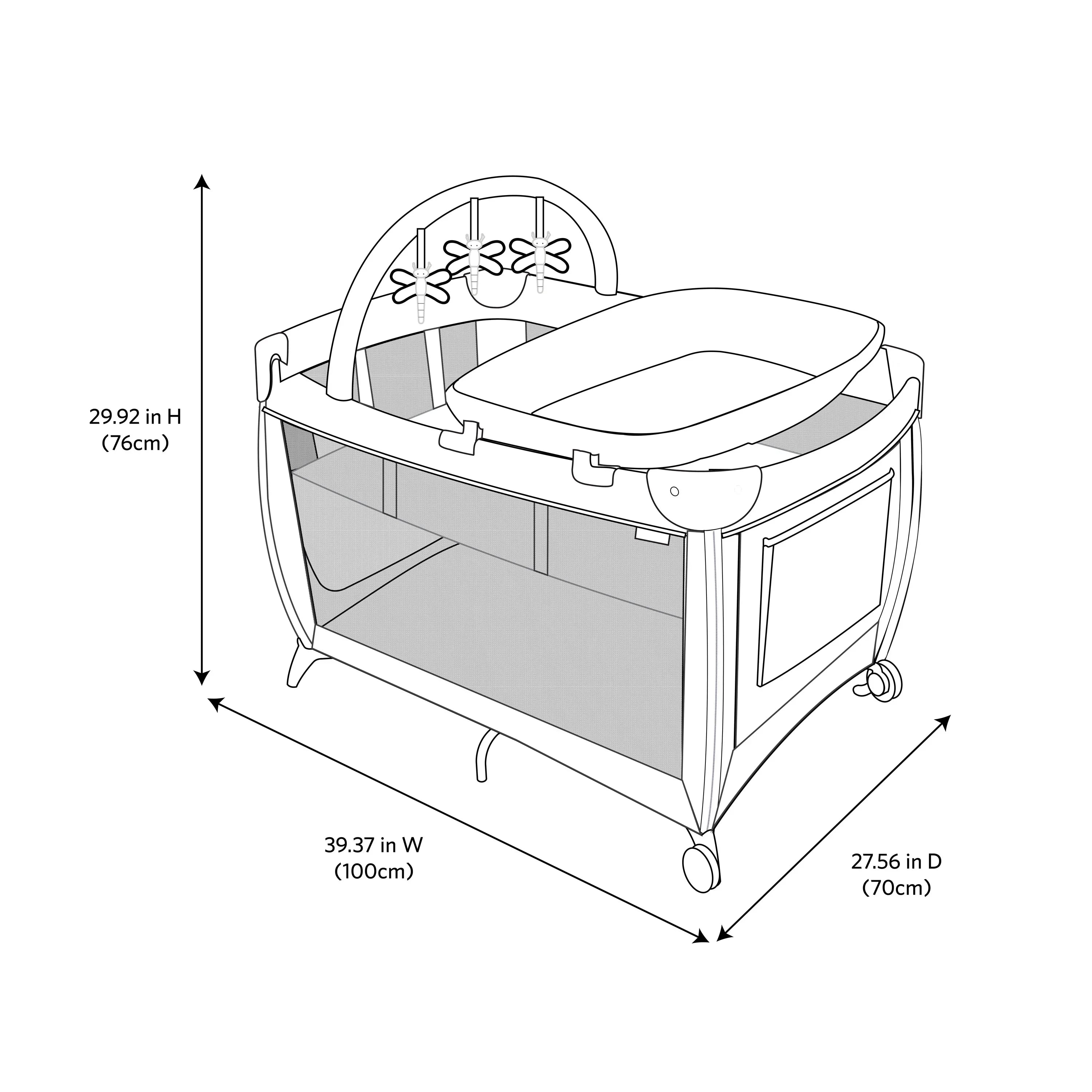Monbebe Play Yard with Full Sizeize Rocking Bassinet, Castle Point