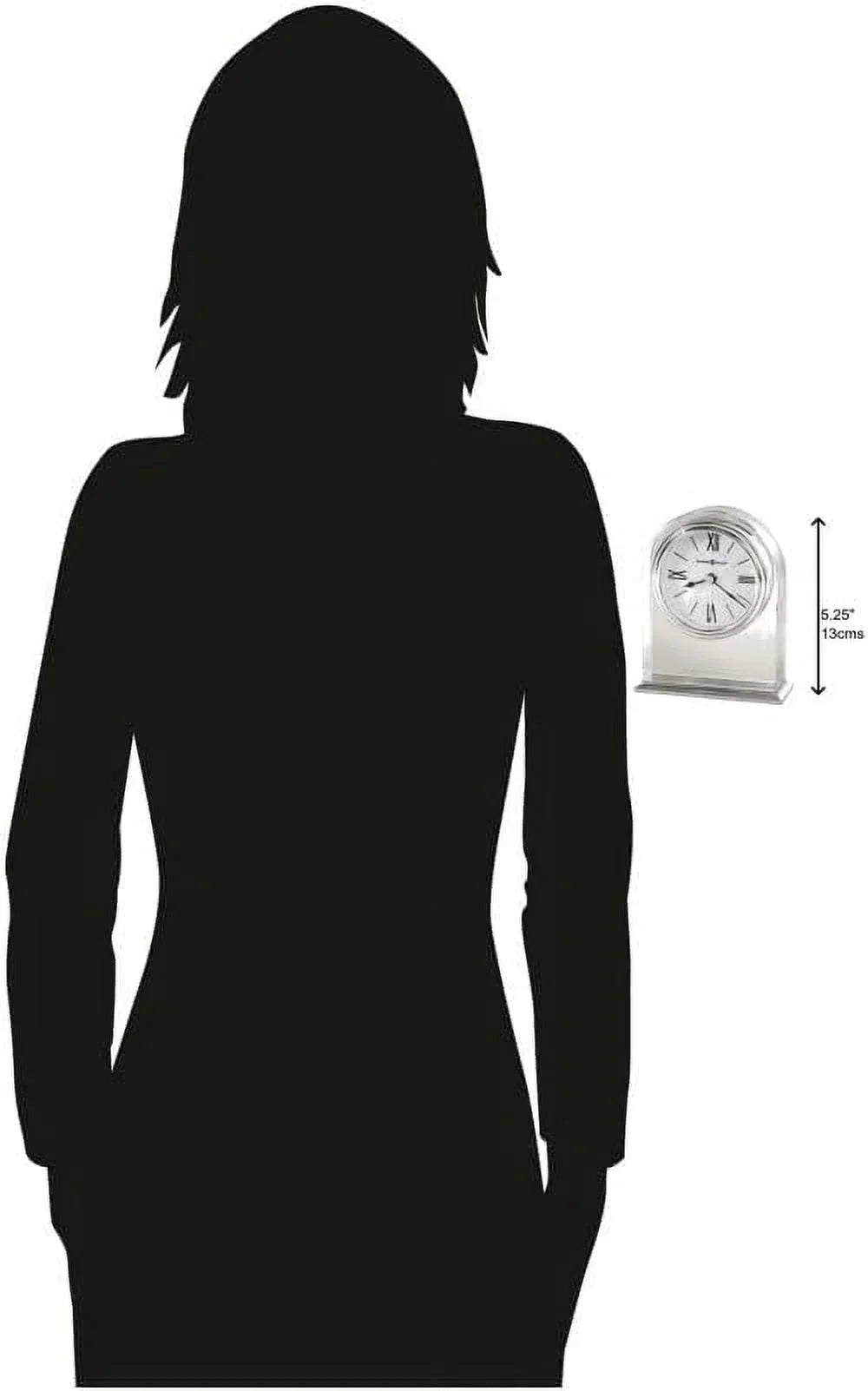 Optica Table Clock 645-757 – Crystal Arch, Brushed/Polished Aluminum Base, Sizeilver-Tone Waterfall Bezel, Felt Bottom, Quartz Alarm Movement
