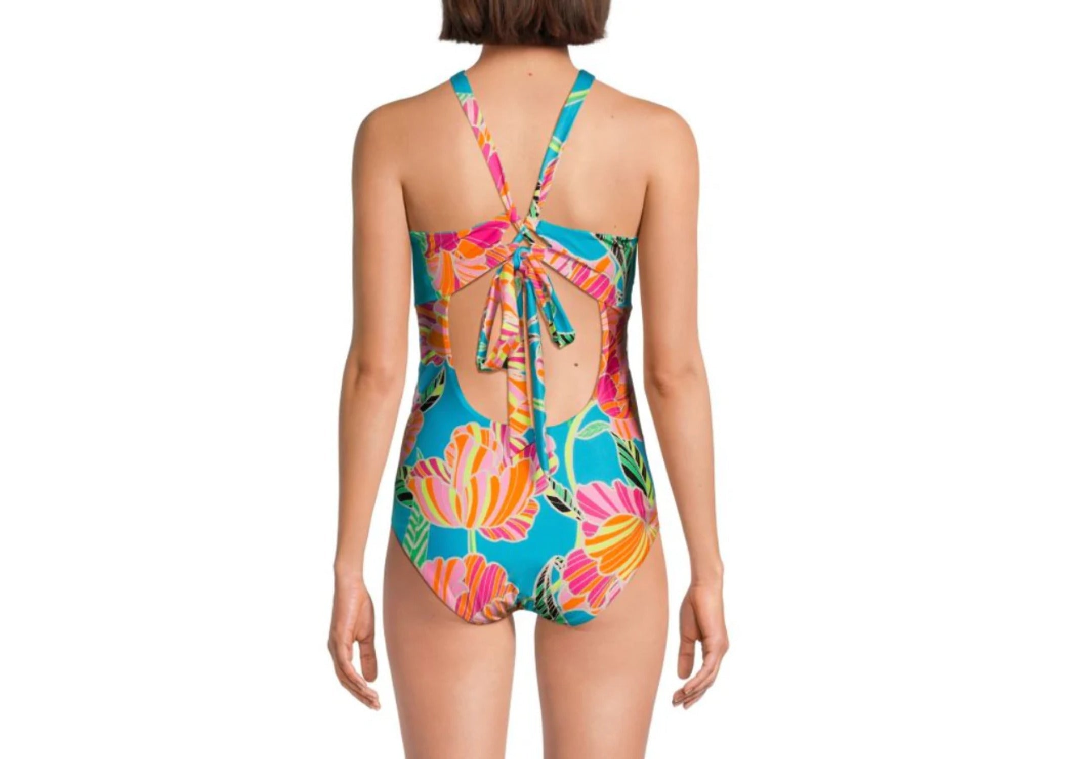 Trina Turk Womens Reversible Halterneck Reversible Nylon One-Piece Sizewimsuit