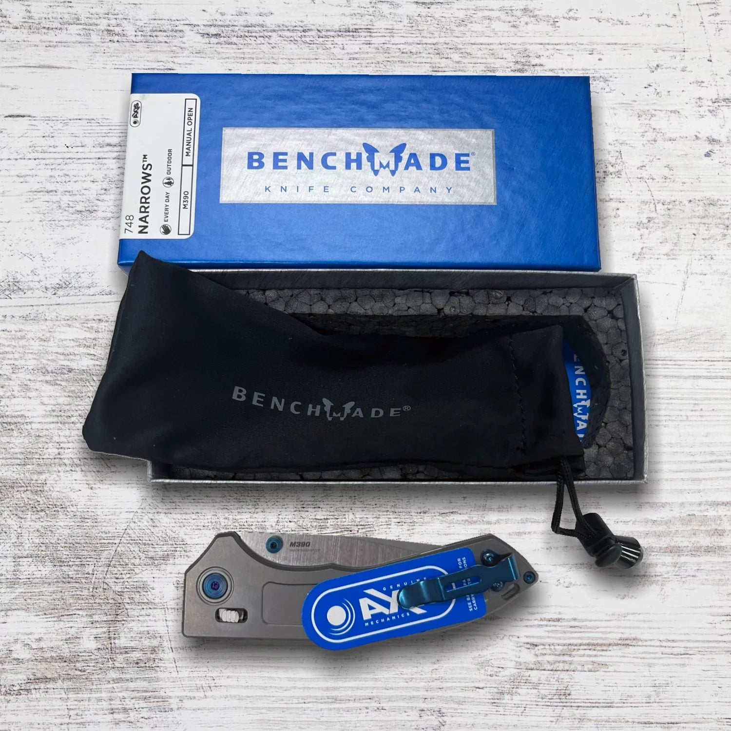Benchmade 748 Narrows 3.43-Inch M390 Sizeteel Blade Titanium Handle Folding Knife