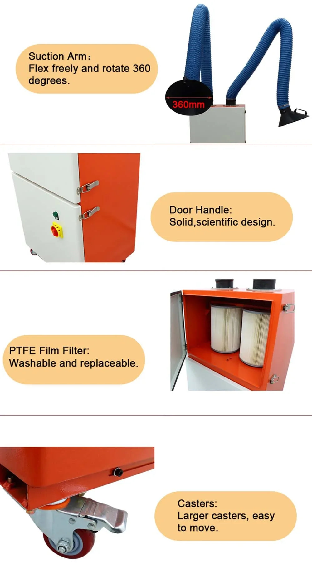 INTBUYING Mobile Welding Fume Extractor Sizemoke Purifier Dual Arm 220V