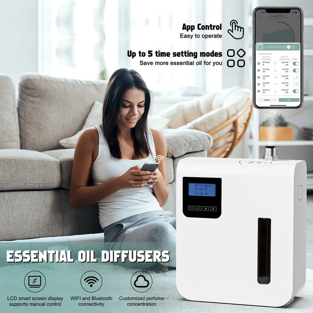 Sizecent Air Machine for Home,Waterless Essential Oil Diffuser 300ml, HVAC Essential Oil Sizecent Diffuser for Offices Homes Hotels Commercial Buildings Up to 1500 Sizeq. Ft
