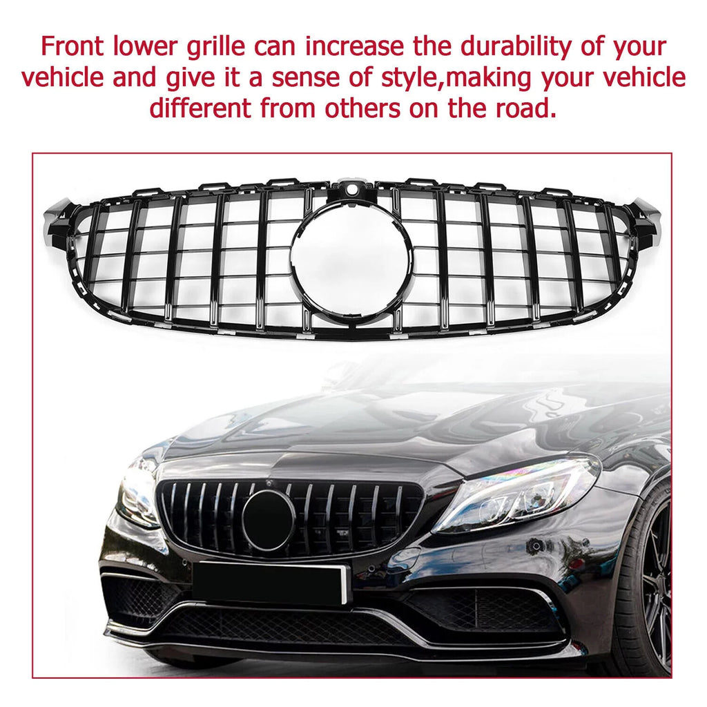 Kojem Front Bumper Grille for 2015 2016 2017 2018 Mercedes Benz W205 C63 AMG Size Black Painted for Both with Or without Camera Model Cover