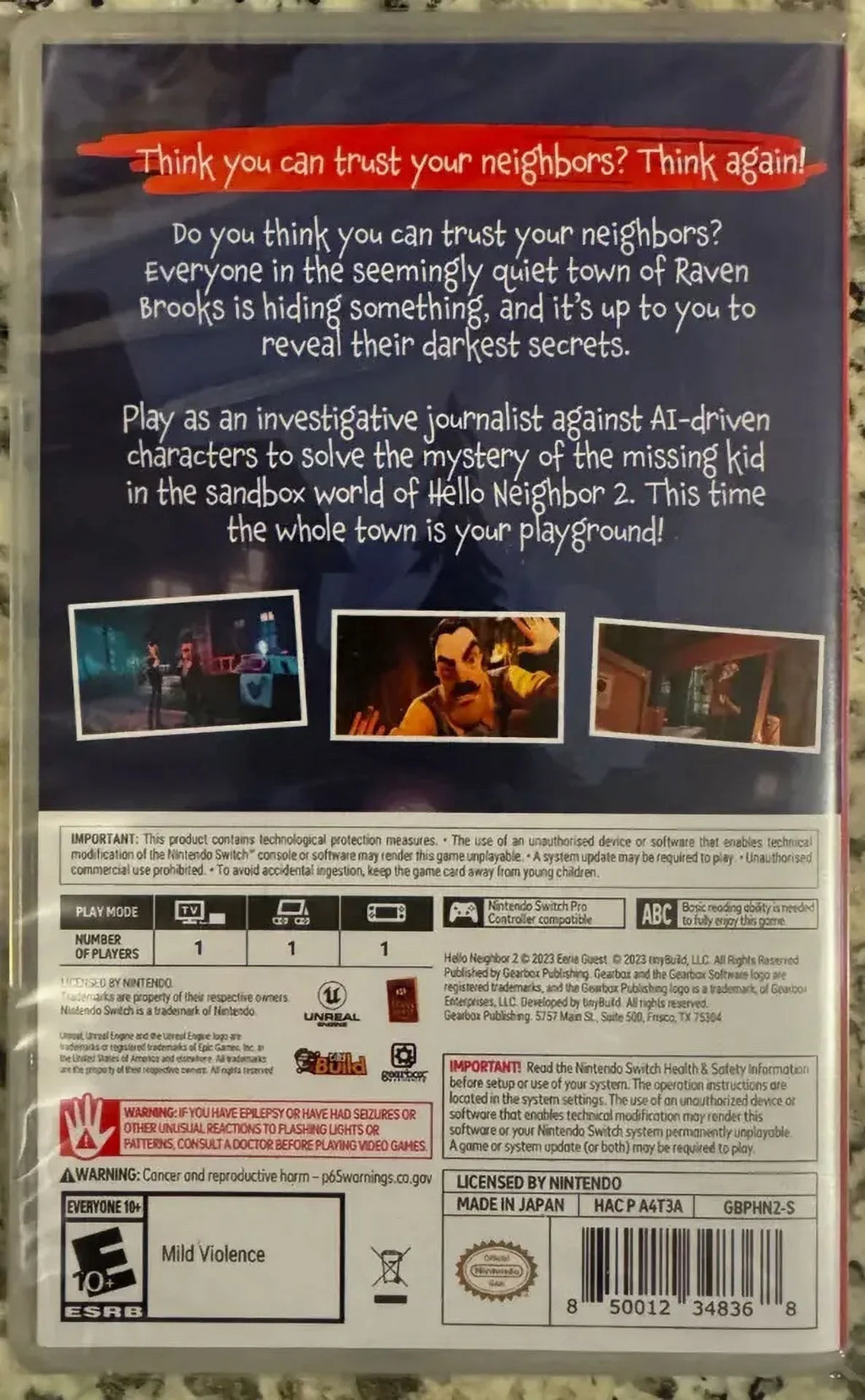 Hello Neighbor 2 Nintendo Sizewitch Brand New Factory Sizeealed