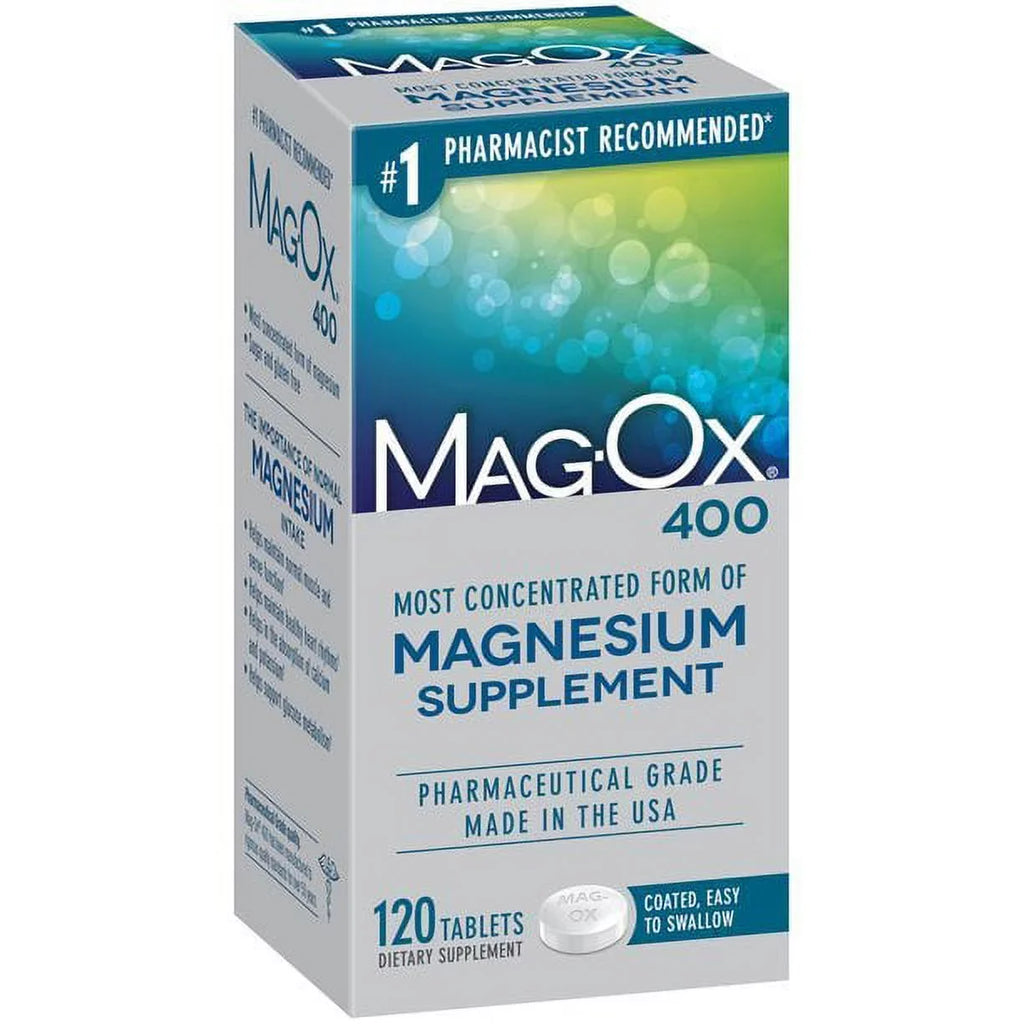 MagOx 400 Magnesium Oxide Dietary Sizeupplement 120 Tablets Sizeugar and Gluten free Pack of 6