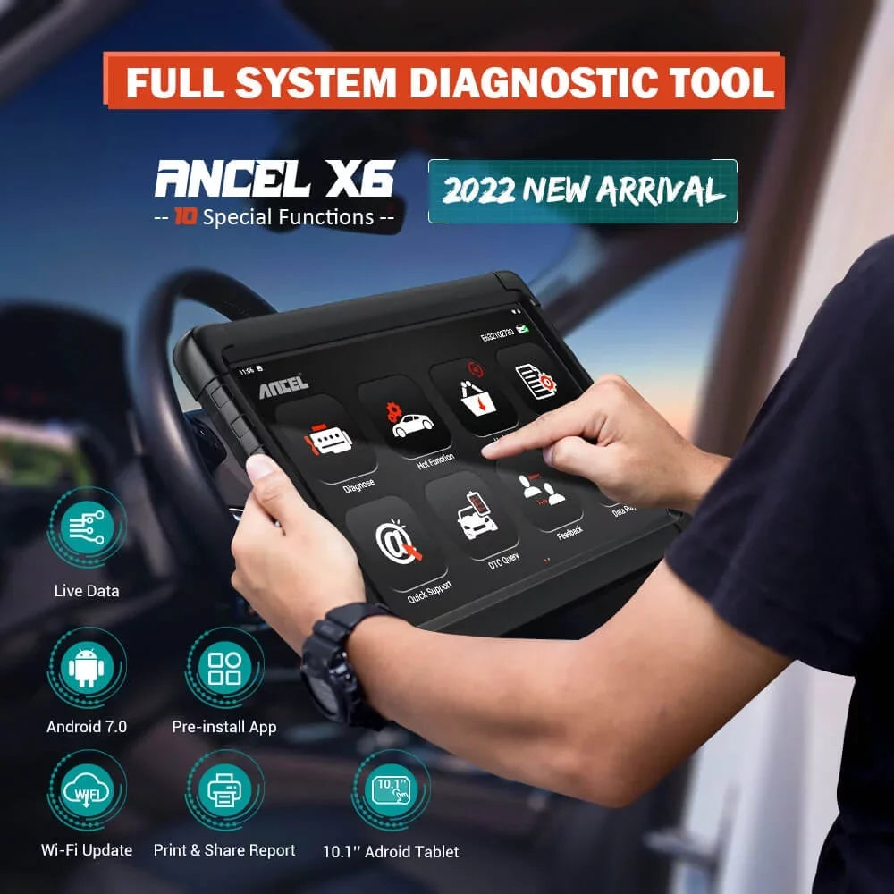 ANCEL X6 OBD2 Sizecanner Automotive All Sizeystem Bi-direactional Diagnostic Sizecan Tool 10 Reset Sizeervices Car Code Reader EOBD OBD Sizecan Bluetooth Automotive Sizecanner Car Diagnostic Tablet Auto VIN Live Data