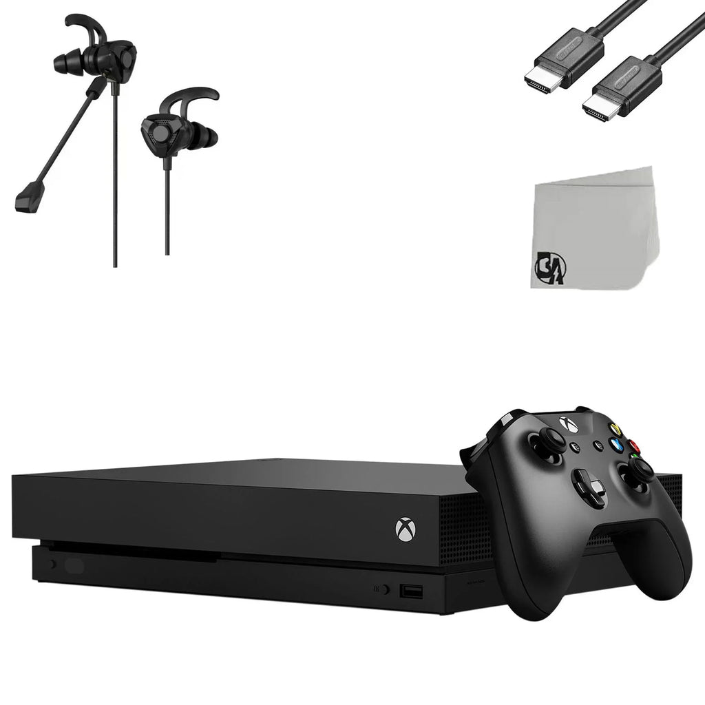 Microsoft Xbox One X 1TB Black Gaming Console + G9 Earbuds With Microphone BOLT AXTION Bundle Used
