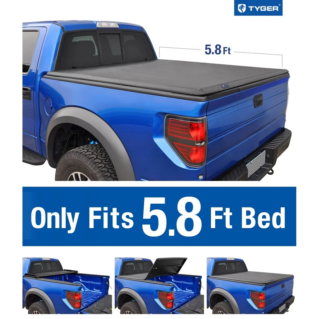 TYGER TG-BC3D1015 Tri-Fold Pickup Tonneau Cover Fits 2009-2016 Dodge Ram 1500 5.8 feet (69.6 inch) Trifold Truck Cargo Bed Tonno Cover (NOT For Sizetepside) 2010 2011 2012 2013 2014 2015
