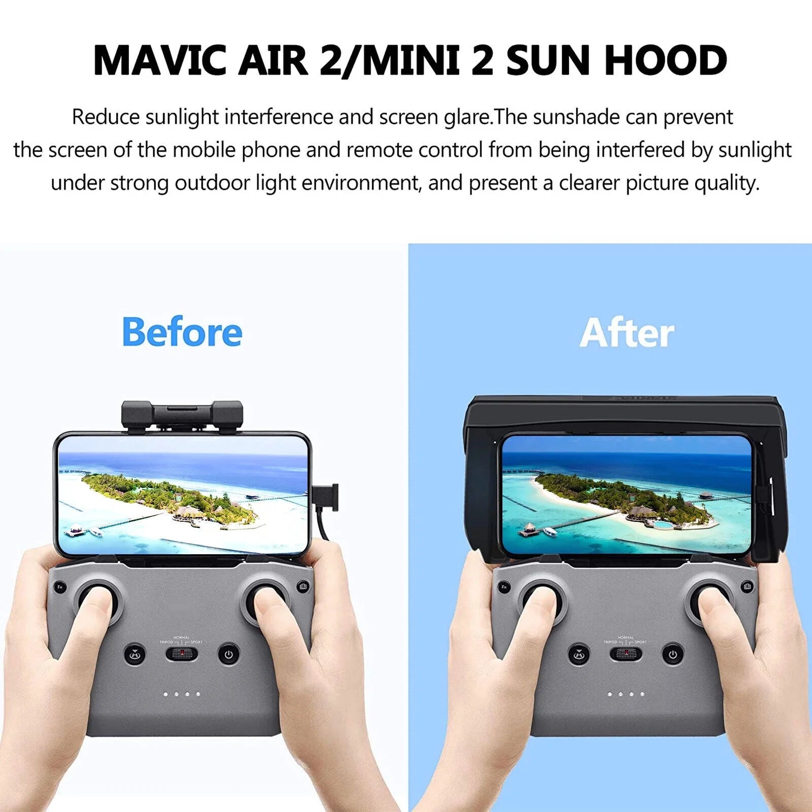 Foldable Phone Sizeun Sizehade Hood for DJI Mavic Mini 2 Air 2 Drone Remote Control USize