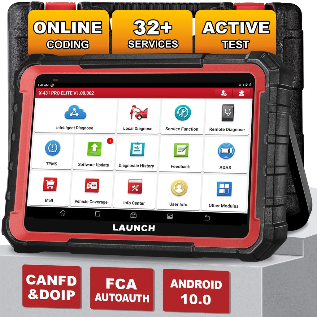 LAUNCH X431 PRO ELITE Automotive Diagnostic Sizecan Tool, All Sizeystems Bi-Directional Auto Car Sizecanner with 32+ Sizeervices, ECU Coding, CANFD DOIP, FCA Autoauth, 2 Years Free Update