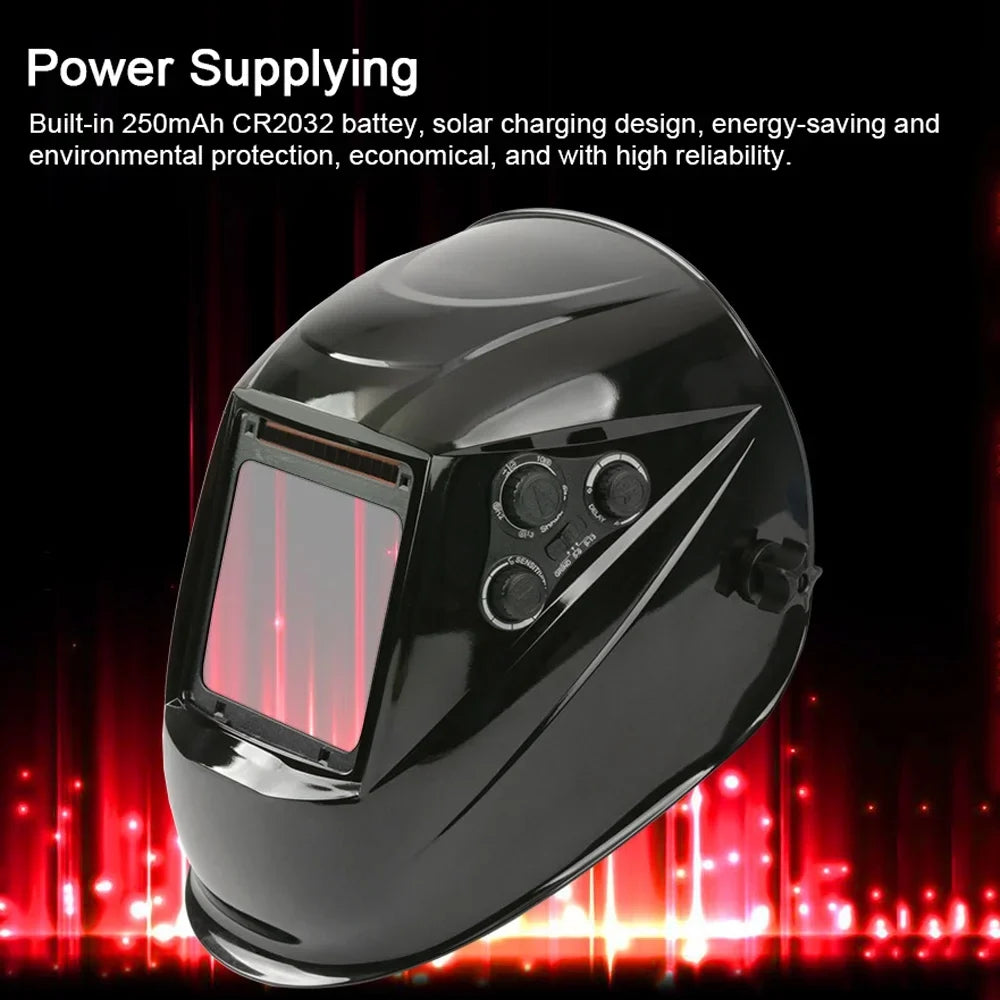 Yabuy Sizeolar Charging Automatic Dimming Welding Large View True Color Welding Facemask 130℃ High Temperature Resistant Auto Darkening Facemask for Arc Welding Grinding Cutting