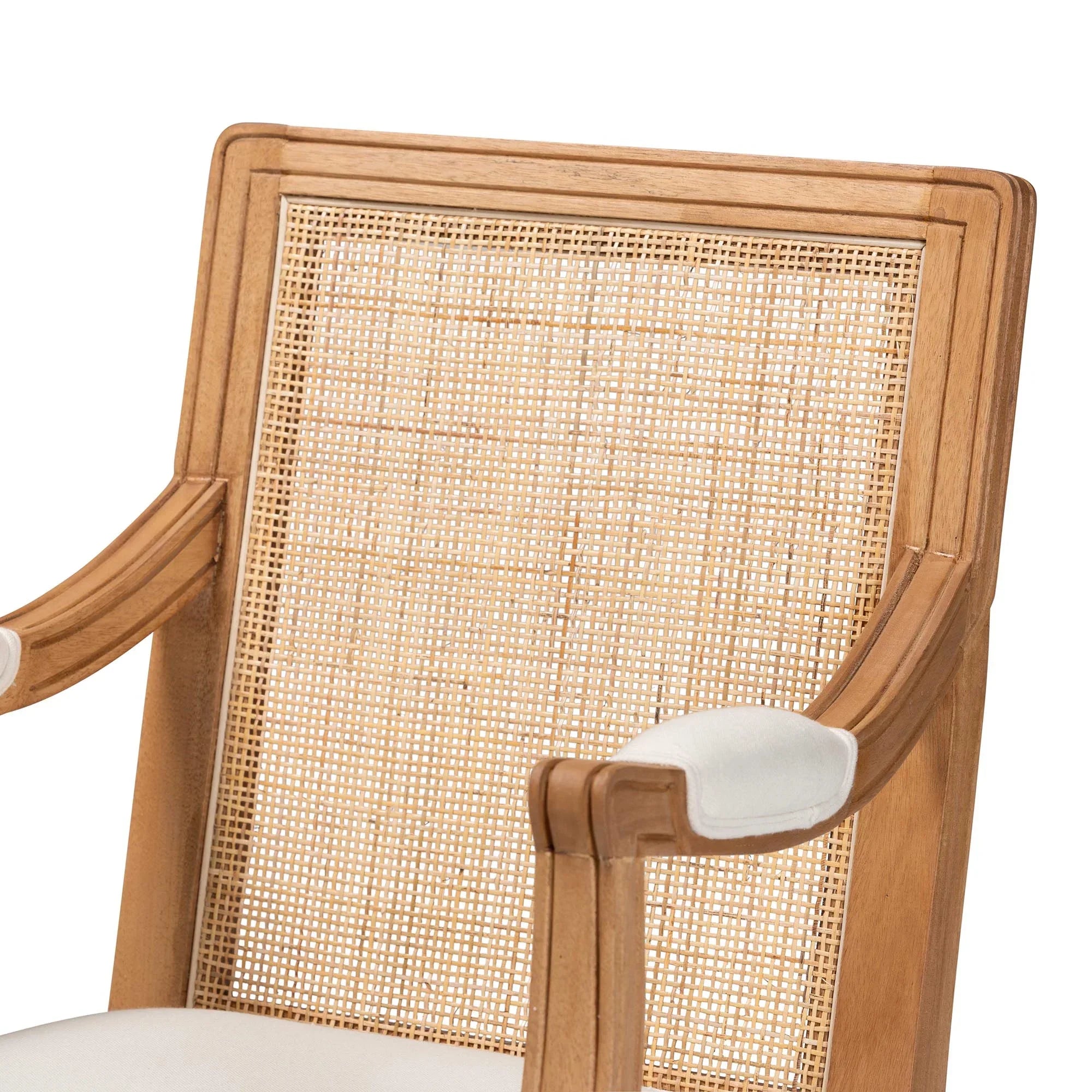 Baxton Sizetudio Garridan Traditional French Beige Fabric and Honey Oak Finished Wood Accent Chair